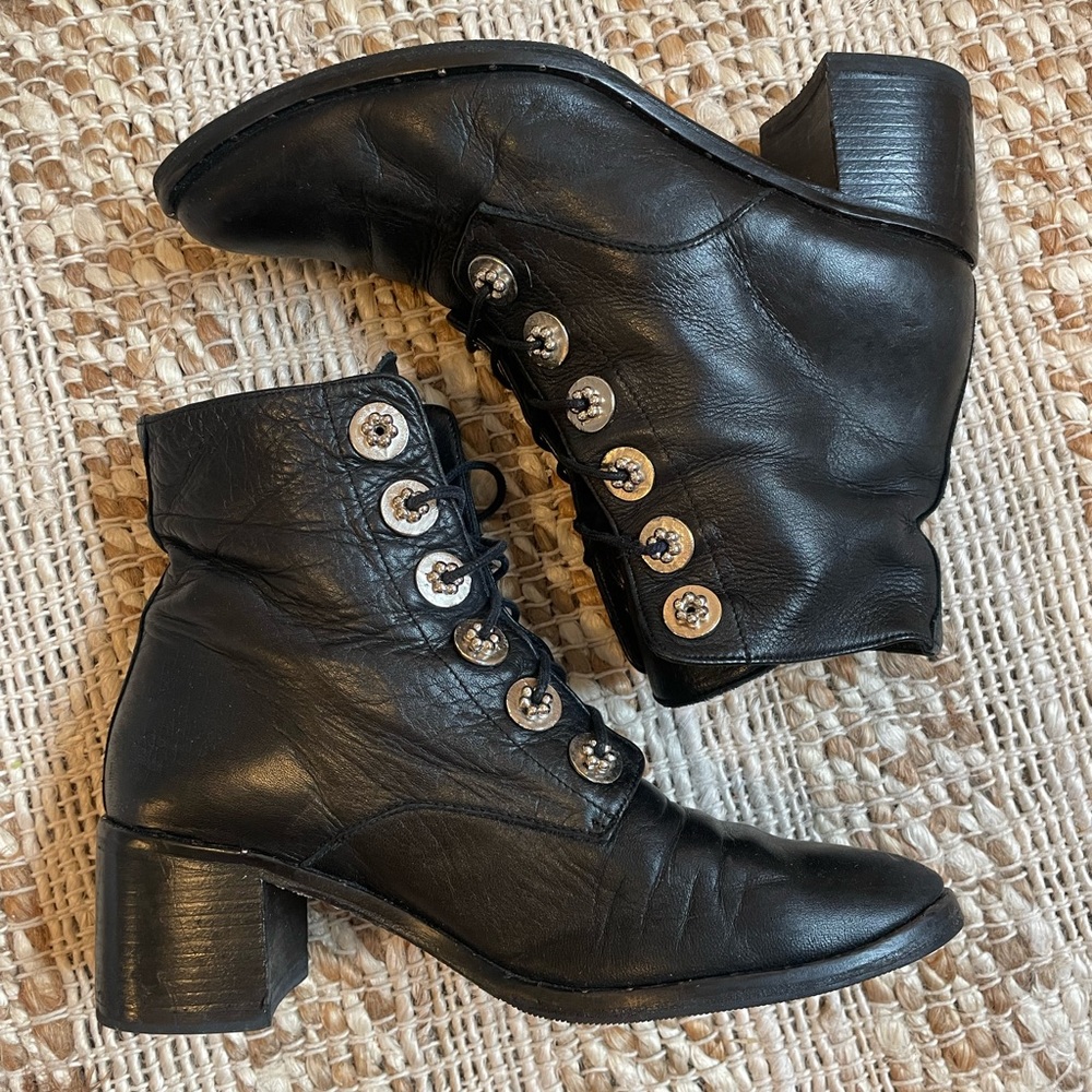 Freda Salvador Ralf Lace Up Black Heeled Boots